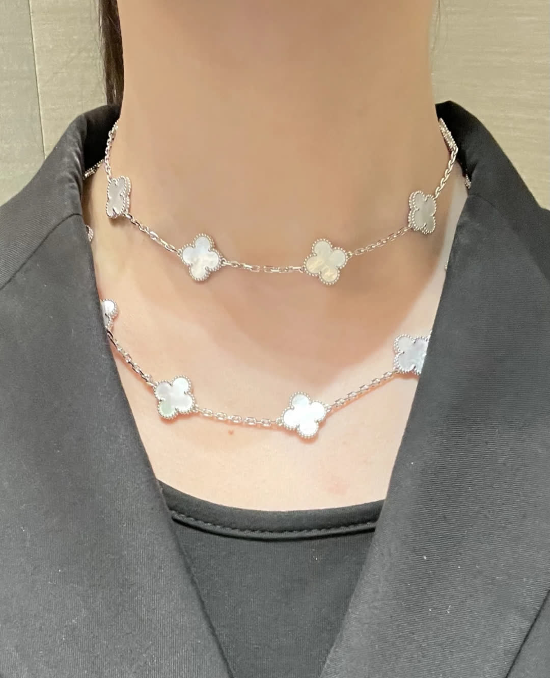 Van Cleef & Arpels Alhambra White Gold and Diamond Necklace Van Cleef & Arpels Alhambra White Gold and Diamond Necklace